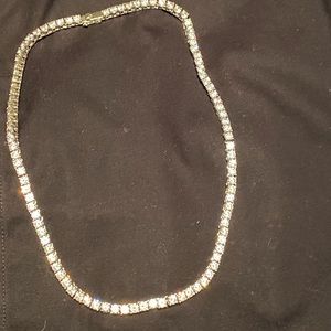 Sterling silver and cubic zirconia tennis necklace